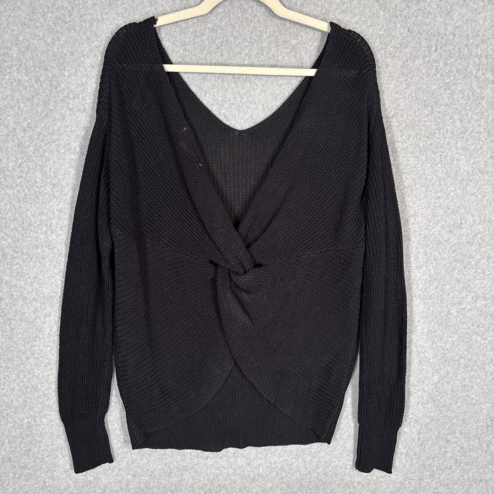 Cotton Emporium Open Knit Twist Back Sweater Medium Sheer Crochet Beach Feminine